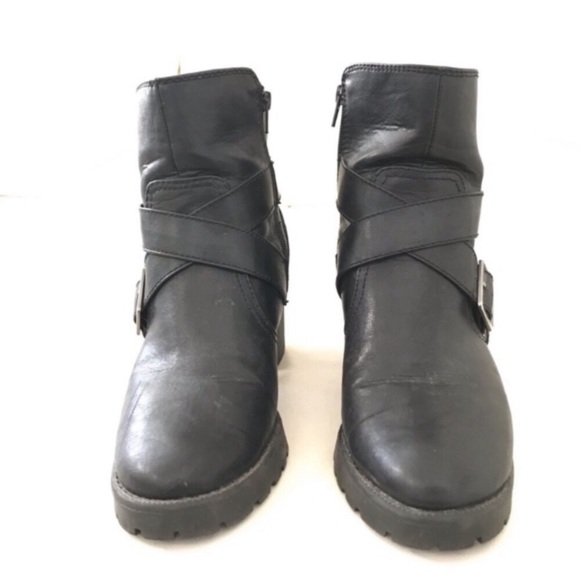 Bongo chunky ankle boots faux leather size 10 - Picture 2 of 7